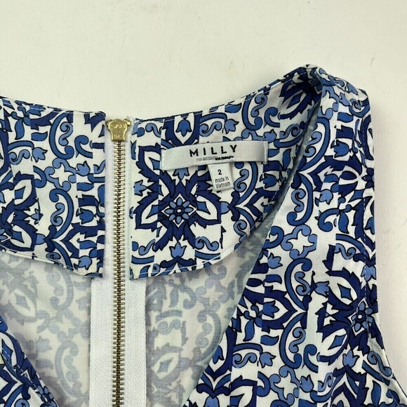 Milly Capri Italia Dutch Tulip Dress Classic Blue White Fit and Flare Size 2 - Picture 11 of 16